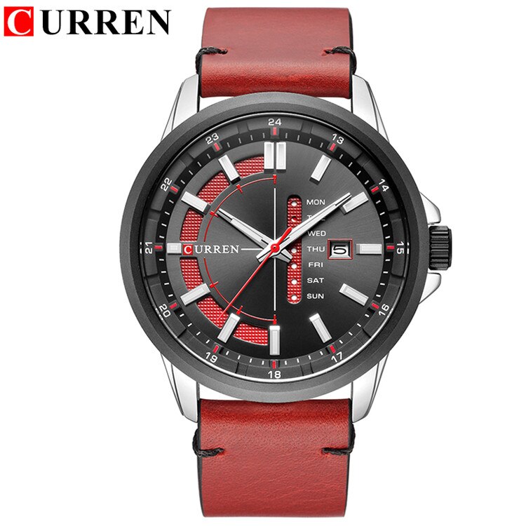 YSYH Leather Strap Watches Men Display Calendar Quartz Wrist Watch