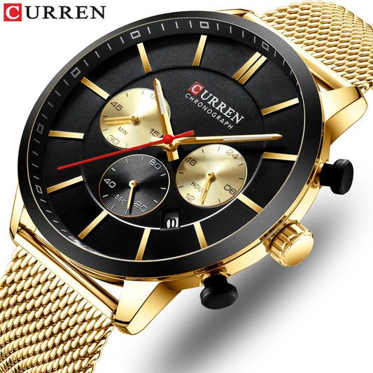 YSYH  Watch Men Waterproof Sport Watches for Men Stainless Steel Mesh Band Quartz Clock Casual Wristwatch