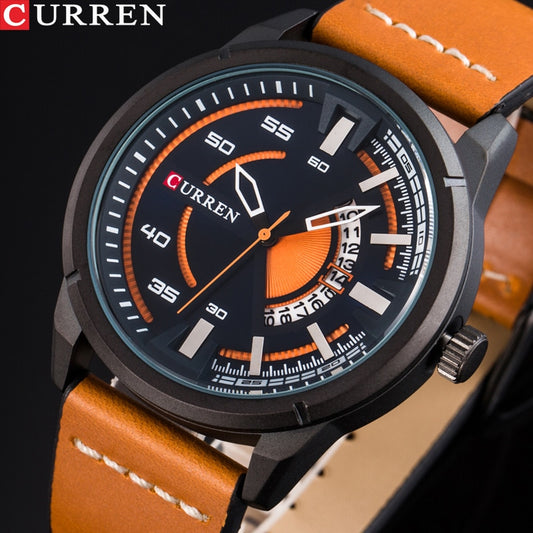 YSYH Creative Watches Casual Quartz Male Clock Display Date Leather Strap Men Wristwatch