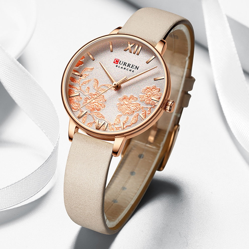 YSYH Leather Women Watches  Beautiful Unique Design Dial Quartz Wristwatch Clock Female Fashion Dress Watch Montre femme