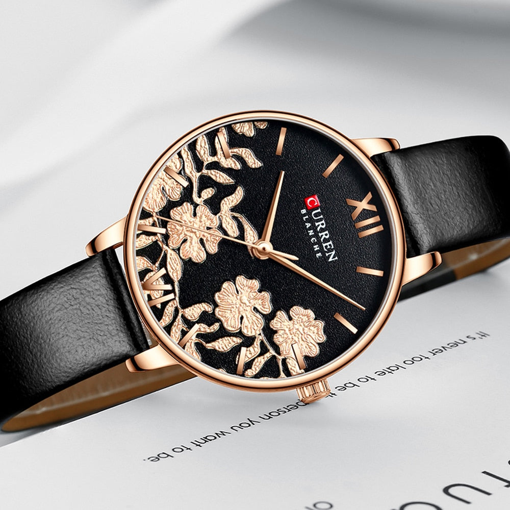 YSYH Leather Women Watches  Beautiful Unique Design Dial Quartz Wristwatch Clock Female Fashion Dress Watch Montre femme