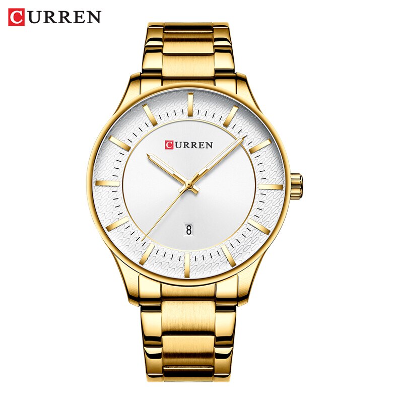 YSYH Luxury Gold Quartz Watches Men Stainless Steel Strap Wristwatch  Auto Date Clock Male Classic Watch