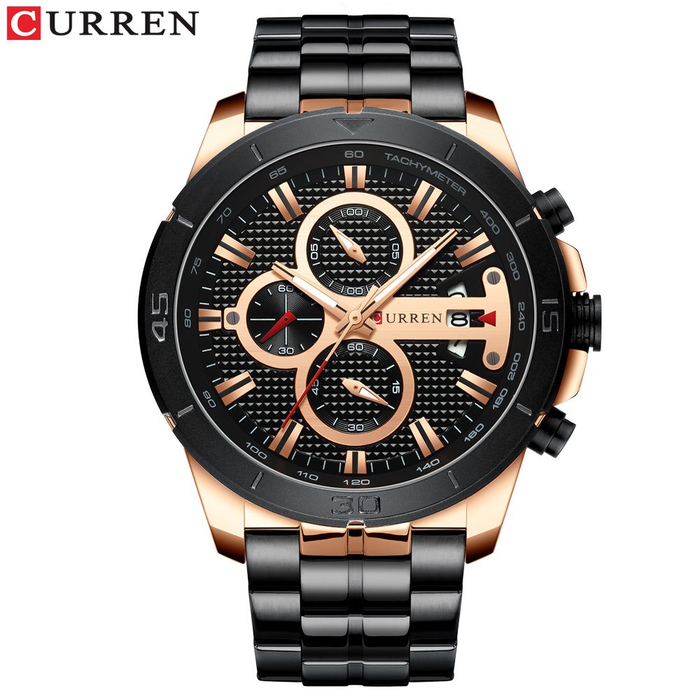 YSYH Men Watch  Luxury Chronograph Quartz Watches Stainless Steel Wristwatches Men Clock