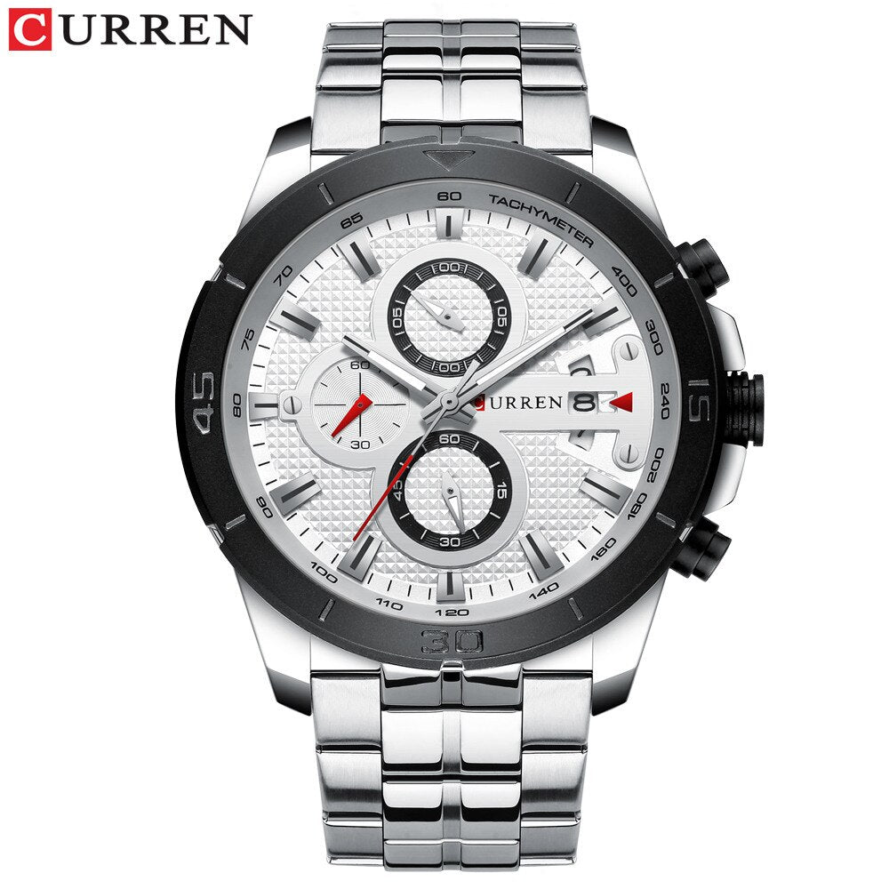 YSYH Men Watch  Luxury Chronograph Quartz Watches Stainless Steel Wristwatches Men Clock