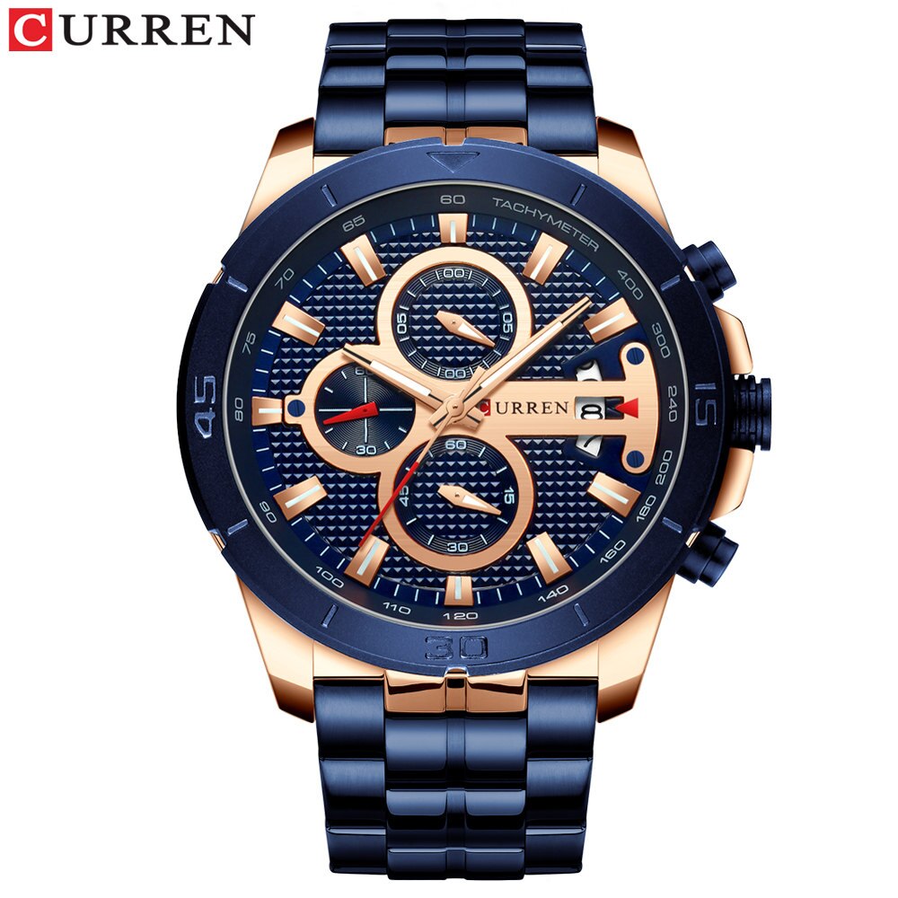 YSYH Men Watch  Luxury Chronograph Quartz Watches Stainless Steel Wristwatches Men Clock