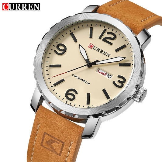 YSYH Men's Watch Leather Strap Quartz Wristwatch