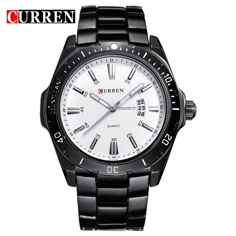 YSYH Men's Watches Luxury Fashion Business Quartz Wristwatch Full Steel Band Date Waterproof