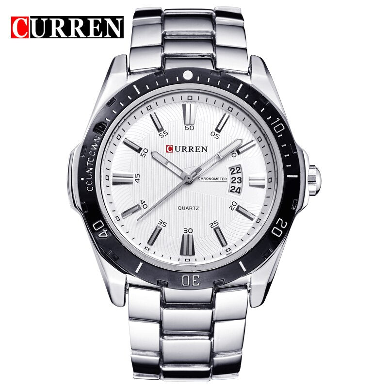 YSYH Men's Watches Luxury Fashion Business Quartz Wristwatch Full Steel Band Date Waterproof