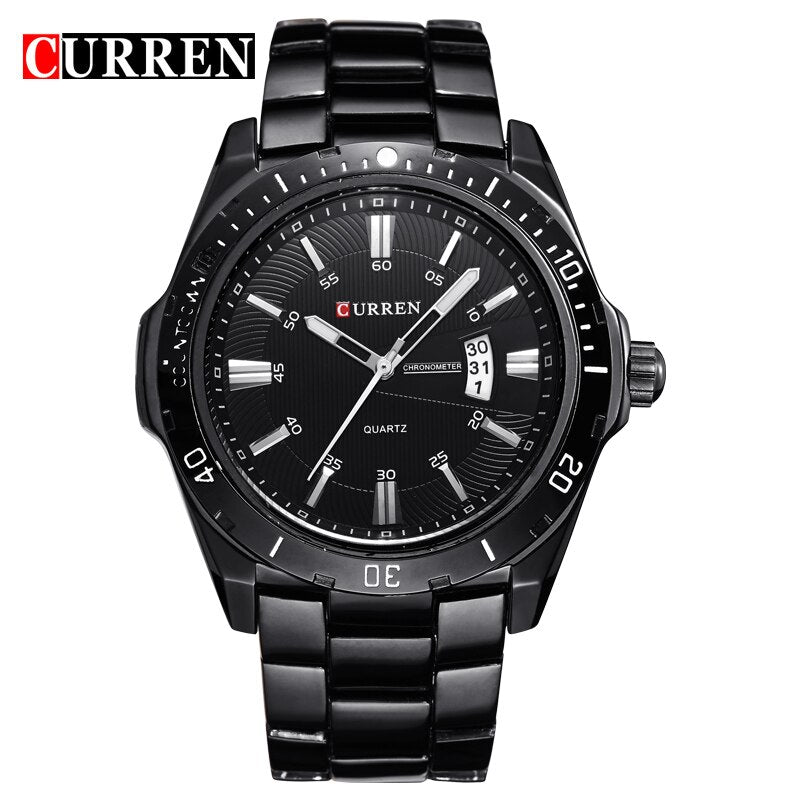 YSYH Men's Watches Luxury Fashion Business Quartz Wristwatch Full Steel Band Date Waterproof