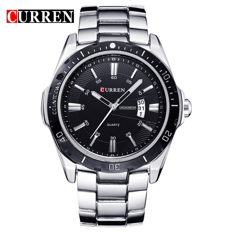 YSYH Men's Watches Luxury Fashion Business Quartz Wristwatch Full Steel Band Date Waterproof