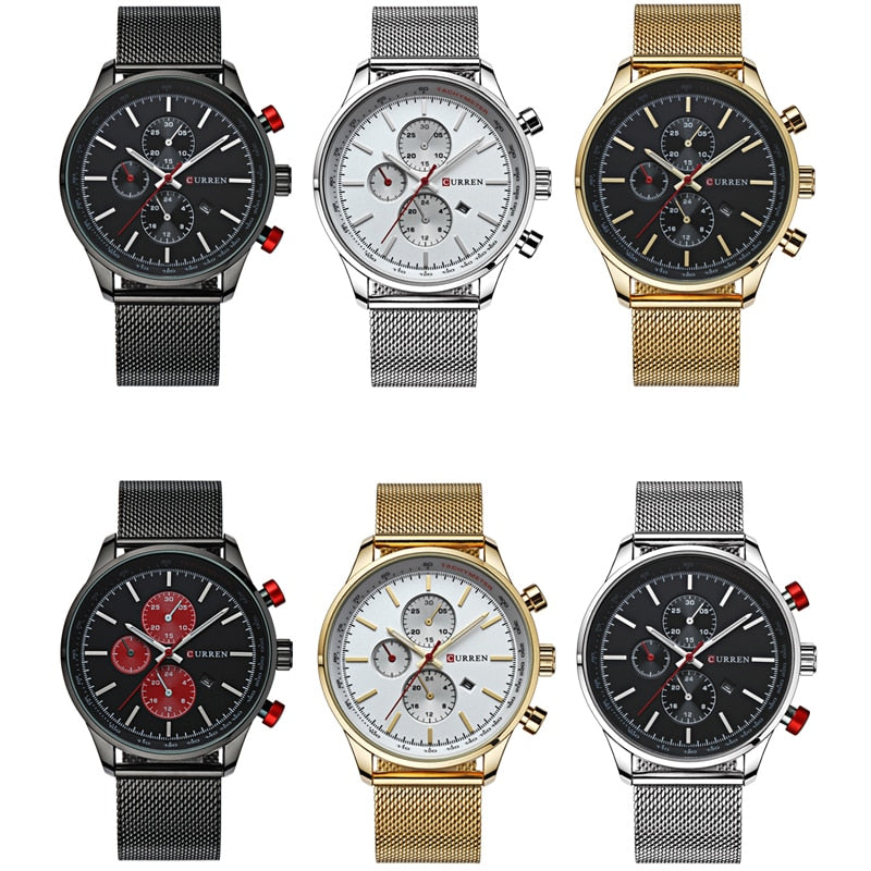 YSYH  Brand Luxury  Casual Sports Men Watches Stainless Steel Wristwatch Date Male Clock