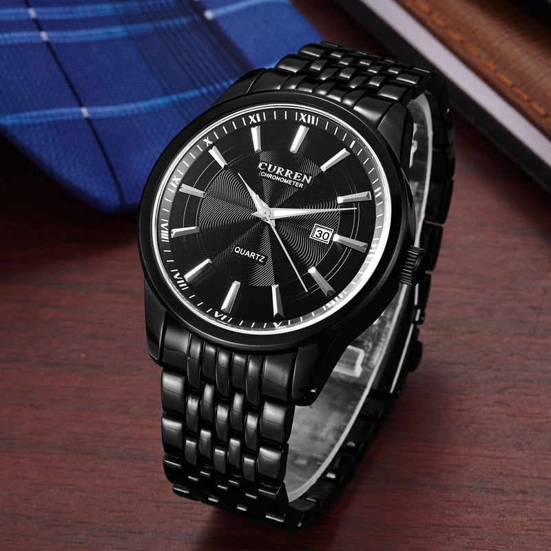 YSYH New Watches Fashion Simple style Calendar Casual Business Men Wristwatch Full Steel Quartz Male Clock Waterproof Watch