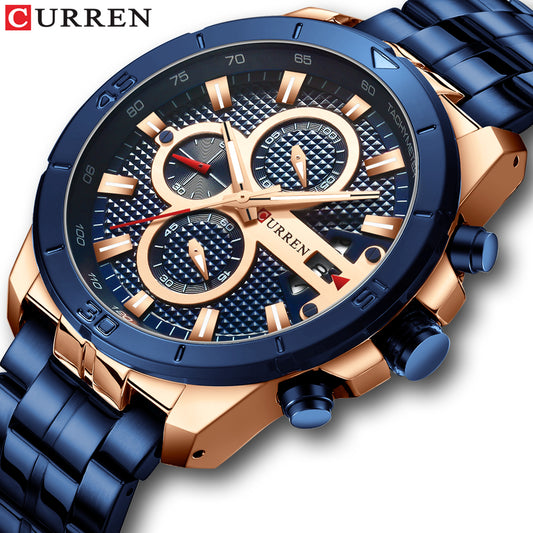 YSYH  Watches Mens Luxury Brand Chronograph Sport Watch for Men Wristwatch with Stainless Steel Band Casual Clock