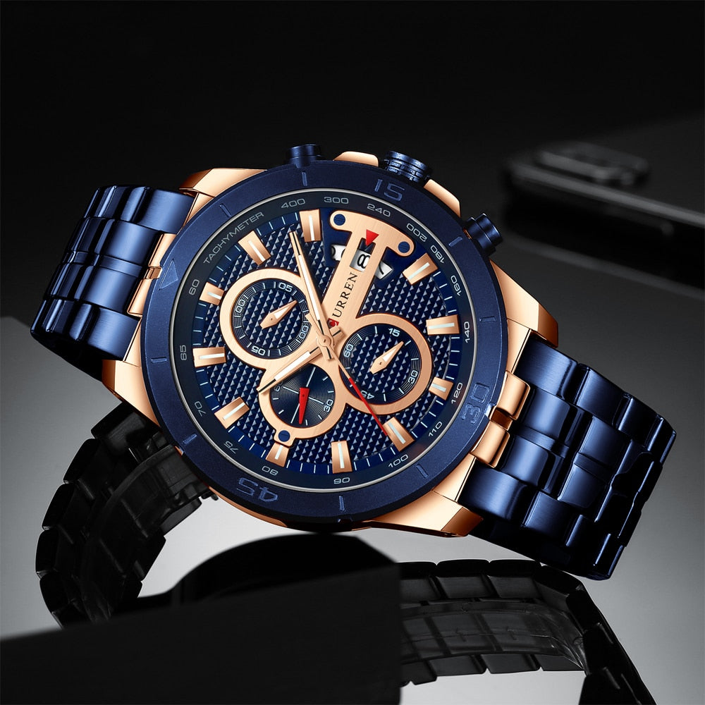 YSYH  Watches Mens Luxury Brand Chronograph Sport Watch for Men Wristwatch with Stainless Steel Band Casual Clock