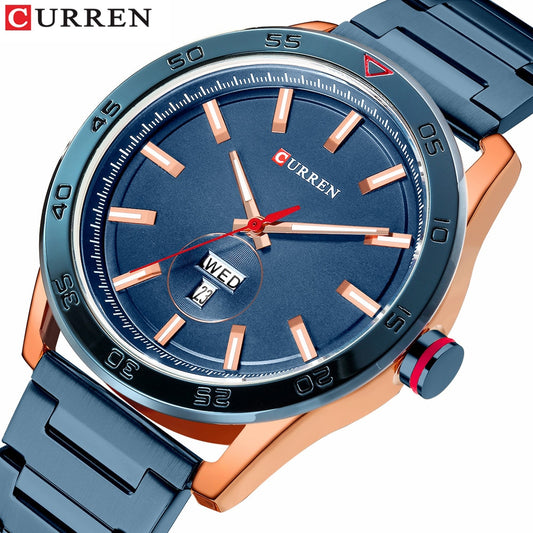 YSYH  Luxury Watches Mens Casual Quartz Watch Male Clock  Stainless Steel Band Waterproof Wristwatch with Week