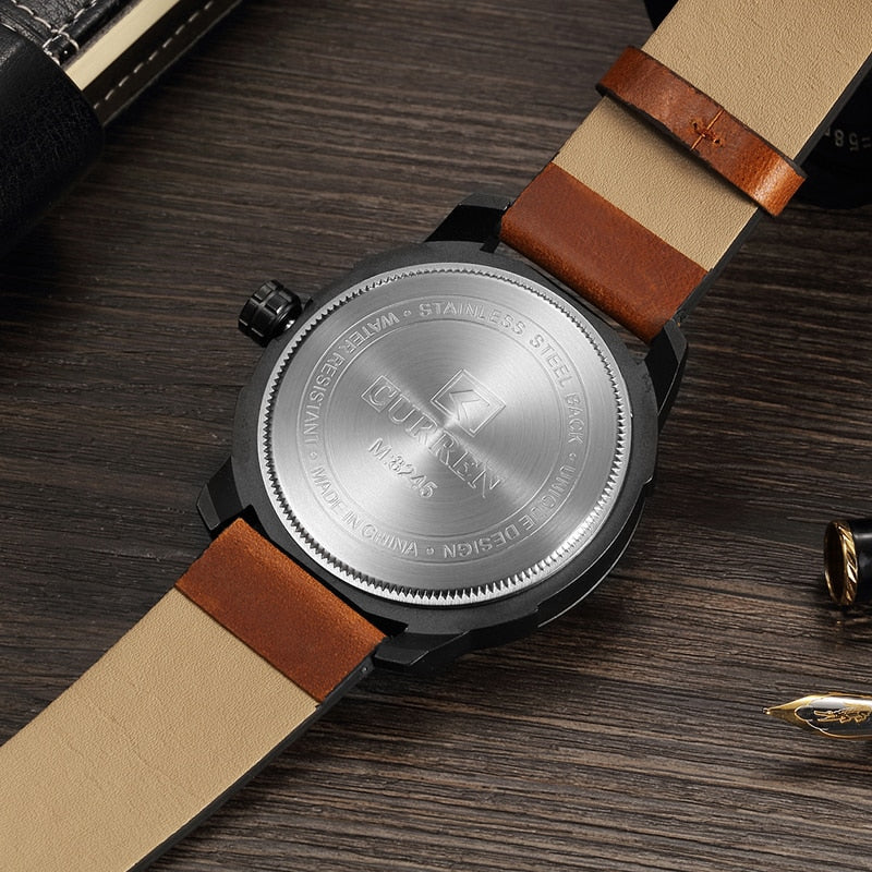 YSYH Men Sports Watches  Dial Calendar Quartz Male Clock Leather Strap  Watches Montre