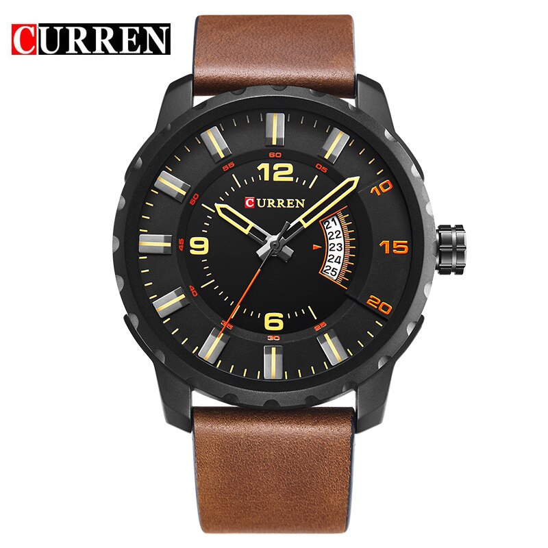YSYH Men Sports Watches  Dial Calendar Quartz Male Clock Leather Strap  Watches Montre