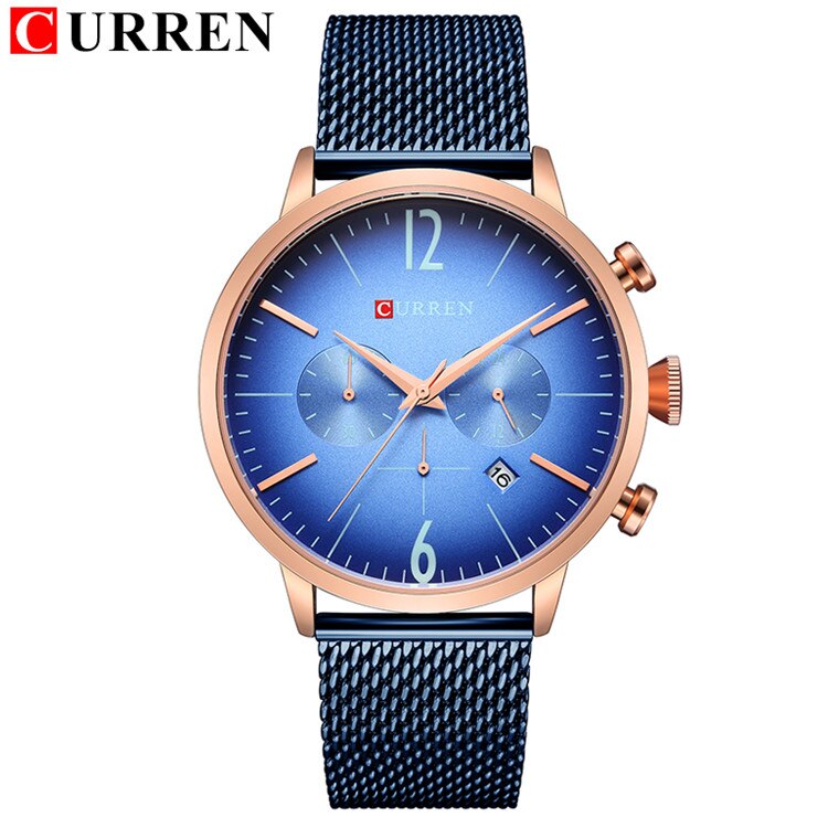 YSYH Mens Sport Watches Creative Design Chronograph Quartz Wristwatch Steel Band Date Clock