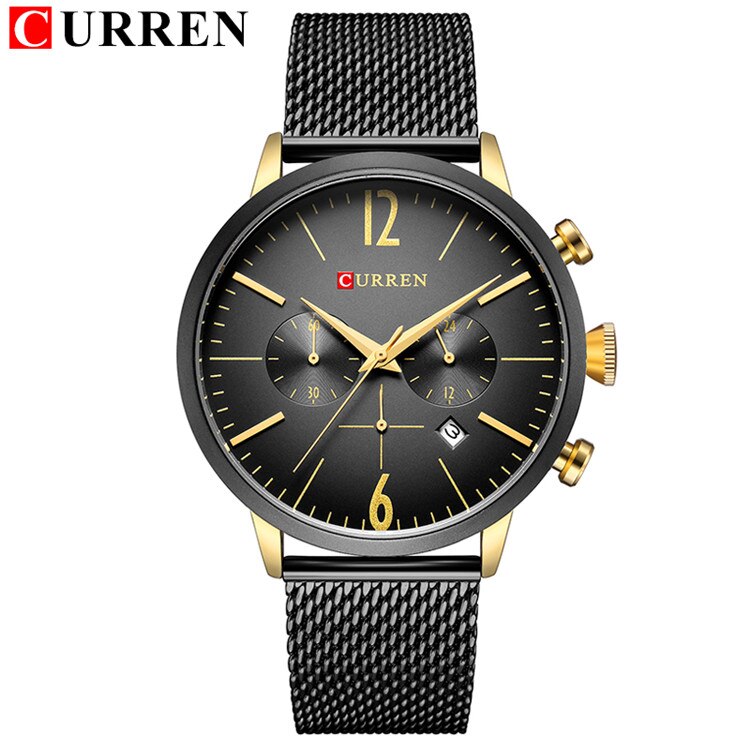 YSYH Mens Sport Watches Creative Design Chronograph Quartz Wristwatch Steel Band Date Clock