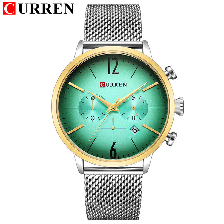 YSYH Mens Sport Watches Creative Design Chronograph Quartz Wristwatch Steel Band Date Clock
