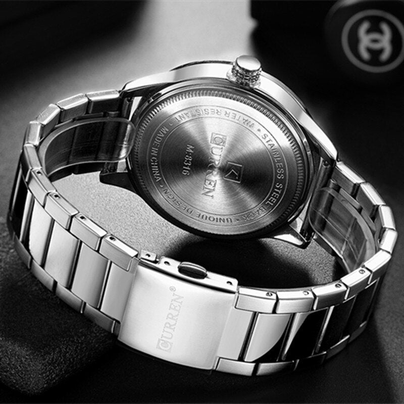 YSYH Watches Fashion Stainless Steel Band Mens Watches Classic Business Quartz Wristwatch For Men Male Clock With Calendar