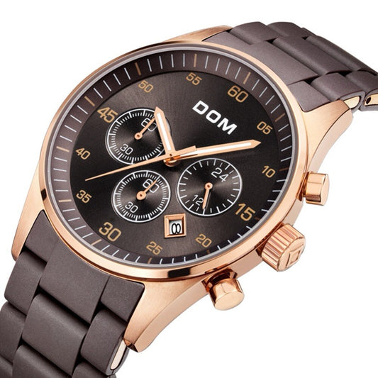 YSYH Men's Watch Calendar Week Show Waterproof Luminous Quartz Watch Men High Quality Movement Clock Gold