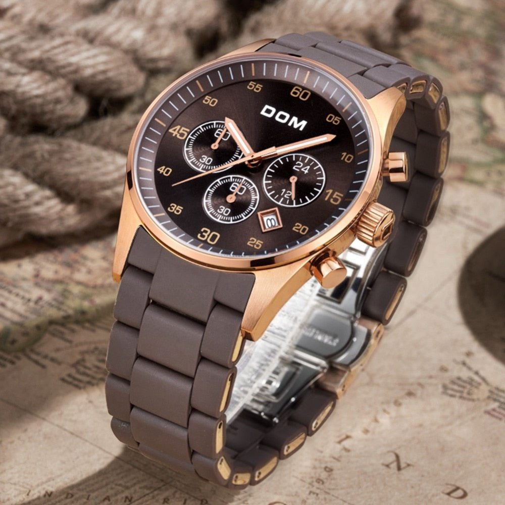 YSYH Men's Watch Calendar Week Show Waterproof Luminous Quartz Watch Men High Quality Movement Clock Gold