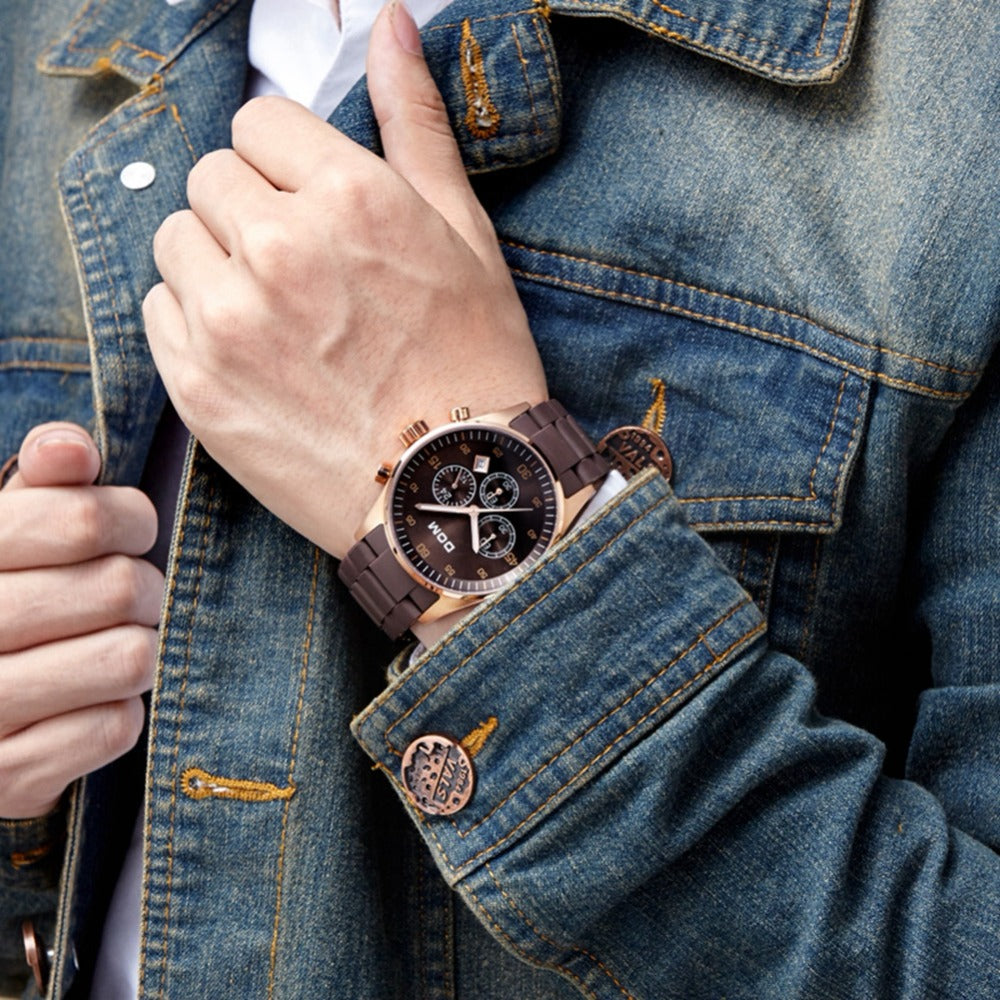 YSYH Men's Watch Calendar Week Show Waterproof Luminous Quartz Watch Men High Quality Movement Clock Gold
