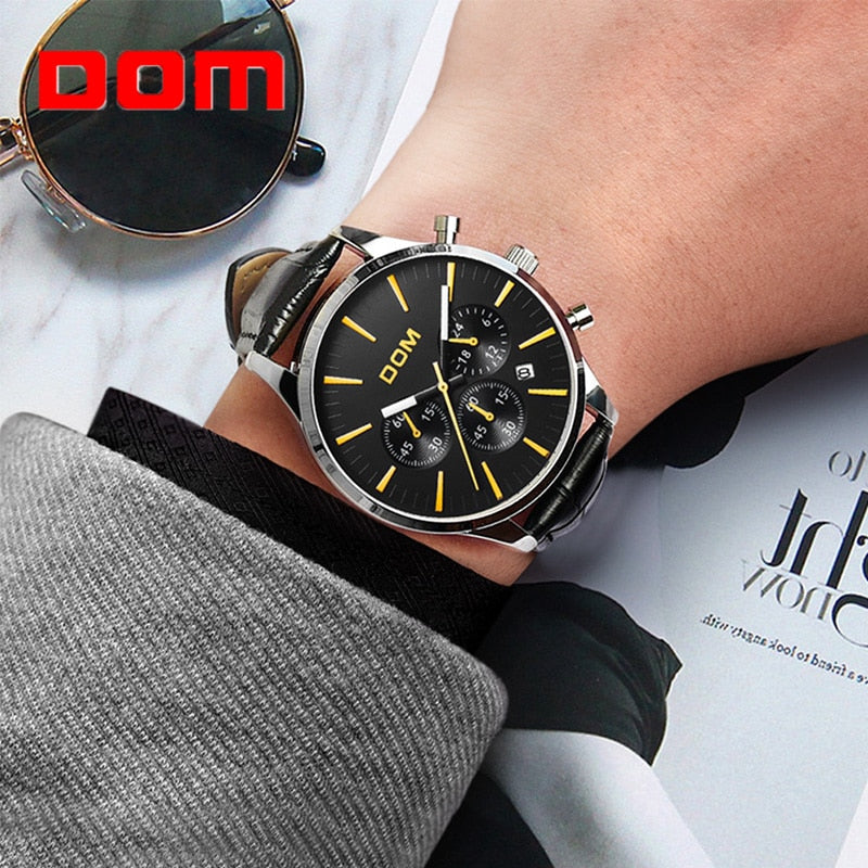 YSYH Luxury Men's Black Watch Casual Watches Man Waterproof Sports Quartz Wrist Watch Male Fashion Clock Relojes Hombre