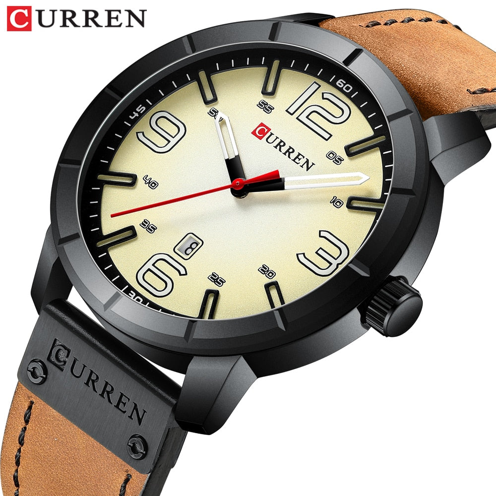 YSYH Classic Men's Watch  Date Leather Strap Analog Military Quartz Wristwatch Clock