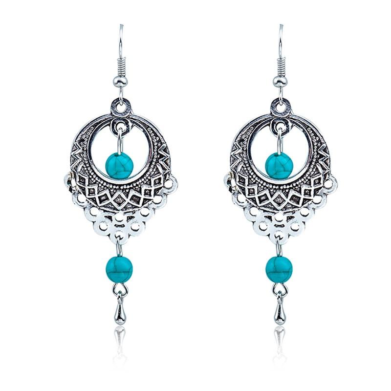 Water Drop Hollow Turquoise Earrings-Earrings-Rossny