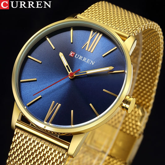 Golden Men Watch YSYH Quartz Watches Full Stainless Steel Band   Simple Wristwatch