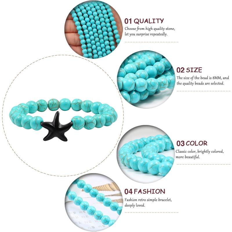 Starfish Turquoises Beaded Bangles Bracelets-Bracelet-Rossny