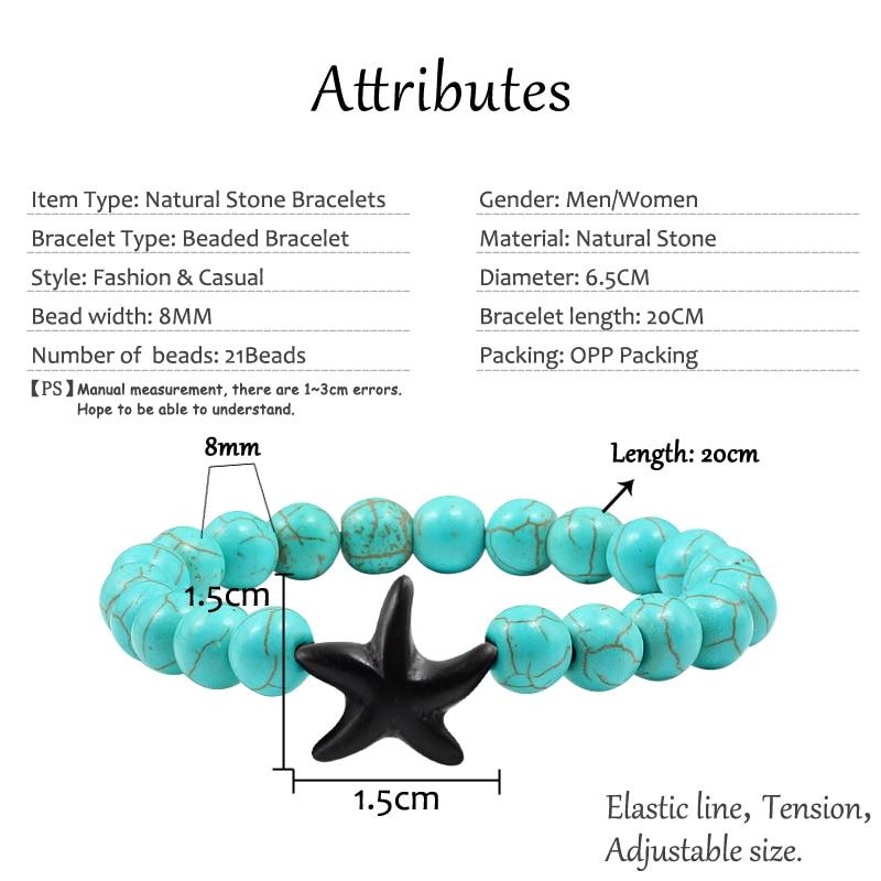 Starfish Turquoises Beaded Bangles Bracelets-Bracelet-Rossny