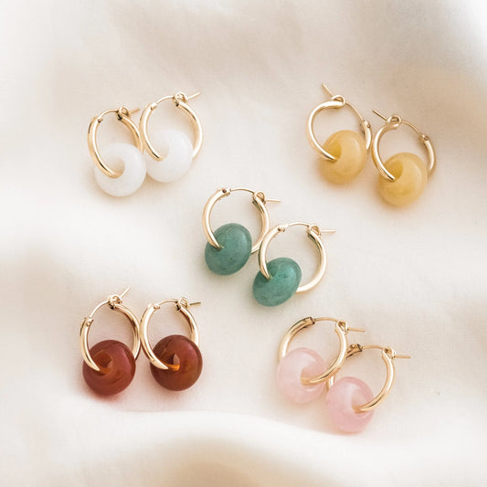 Gemstone Hoop Earrings