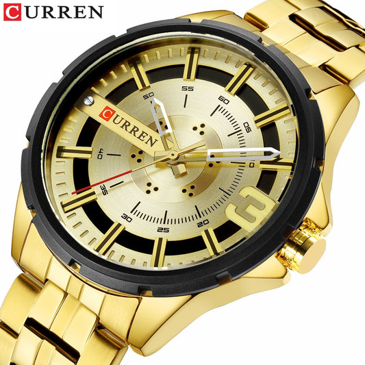 YSYH Gold Watches for Men Watch Business Men's Clock Fashion Quartz Stainless Steel Wrist watches Waterproof