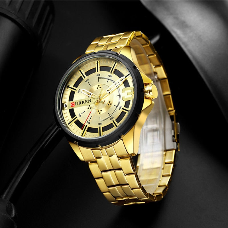YSYH Gold Watches for Men Watch Business Men's Clock Fashion Quartz Stainless Steel Wrist watches Waterproof