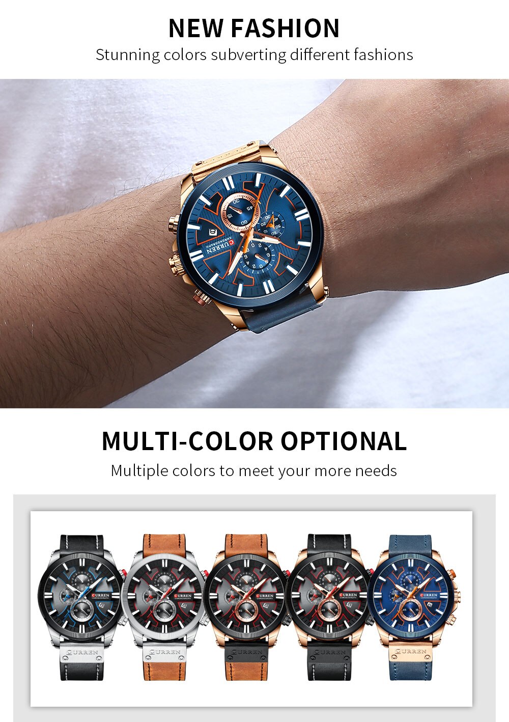 Men Watch Wrist YSYH  Luxury Leather Quartz Clock  Chronograph Wristwatch