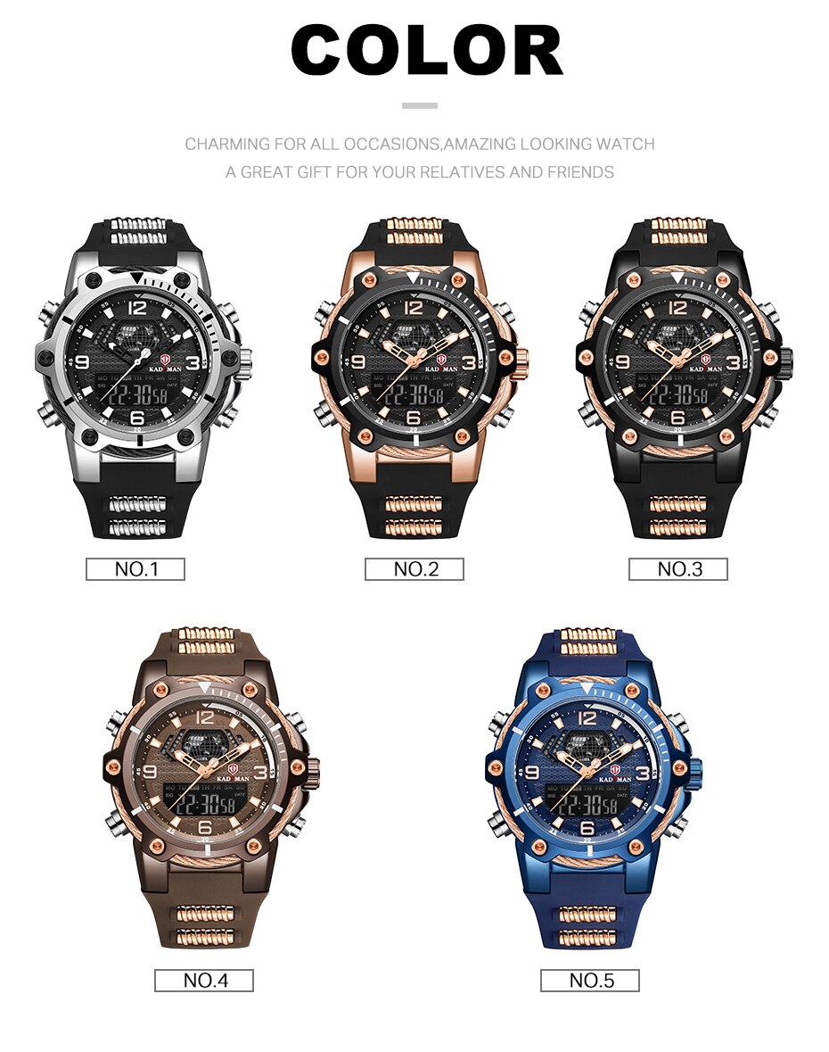 YSYH Fashion Men's Sport Quartz Watch Man Multifunction Waterproof Luminous Wristwatch Men Dual Dispay Clock Horloges Mannen