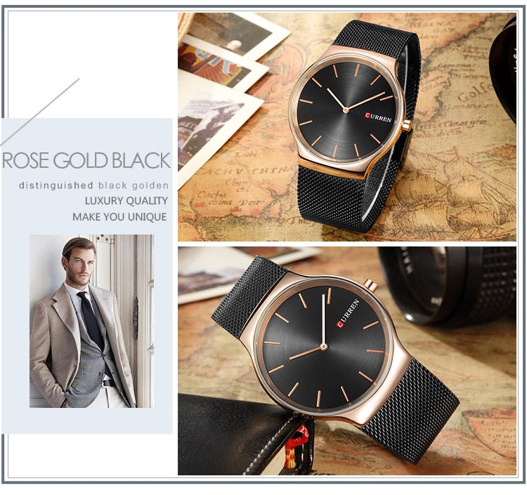 YSYH Fashion Business Men Watches Ultra-thin Male Clock Analog Quartz Sports Steel Waterproof Wristwatch