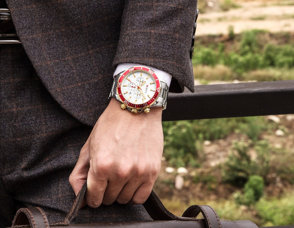 Mens Watches  Luxury  Quartz Stainless Steel Wristwatch YSYH Chronograph and Date