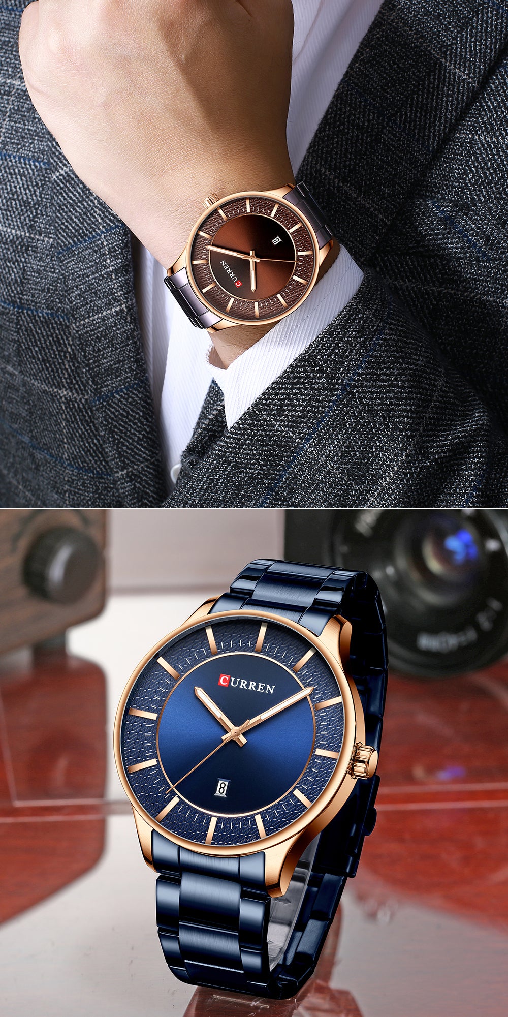 YSYH Luxury Gold Quartz Watches Men Stainless Steel Strap Wristwatch  Auto Date Clock Male Classic Watch