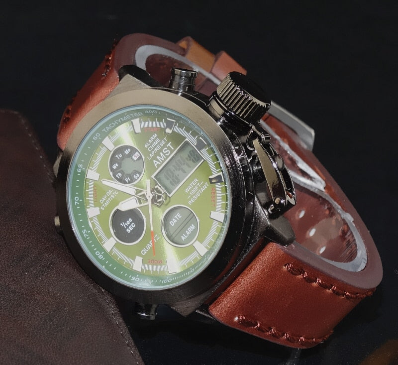 YSYH Wrangler Series Men's Watch 50 Meter Dive Leather Strap Military Watch Men's Waterproof Sports Quartz Alarm Clock  New