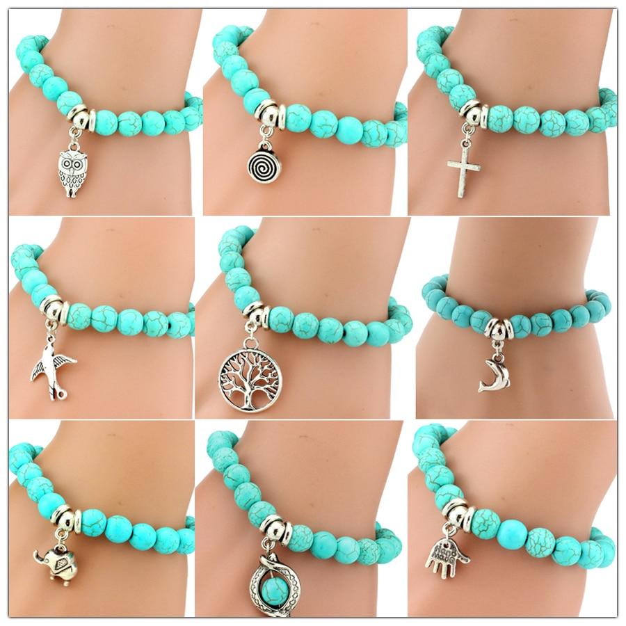 Boho Turquoises Bracelets Cross Tree Snake Bracelet Bangle-Bracelet-Rossny