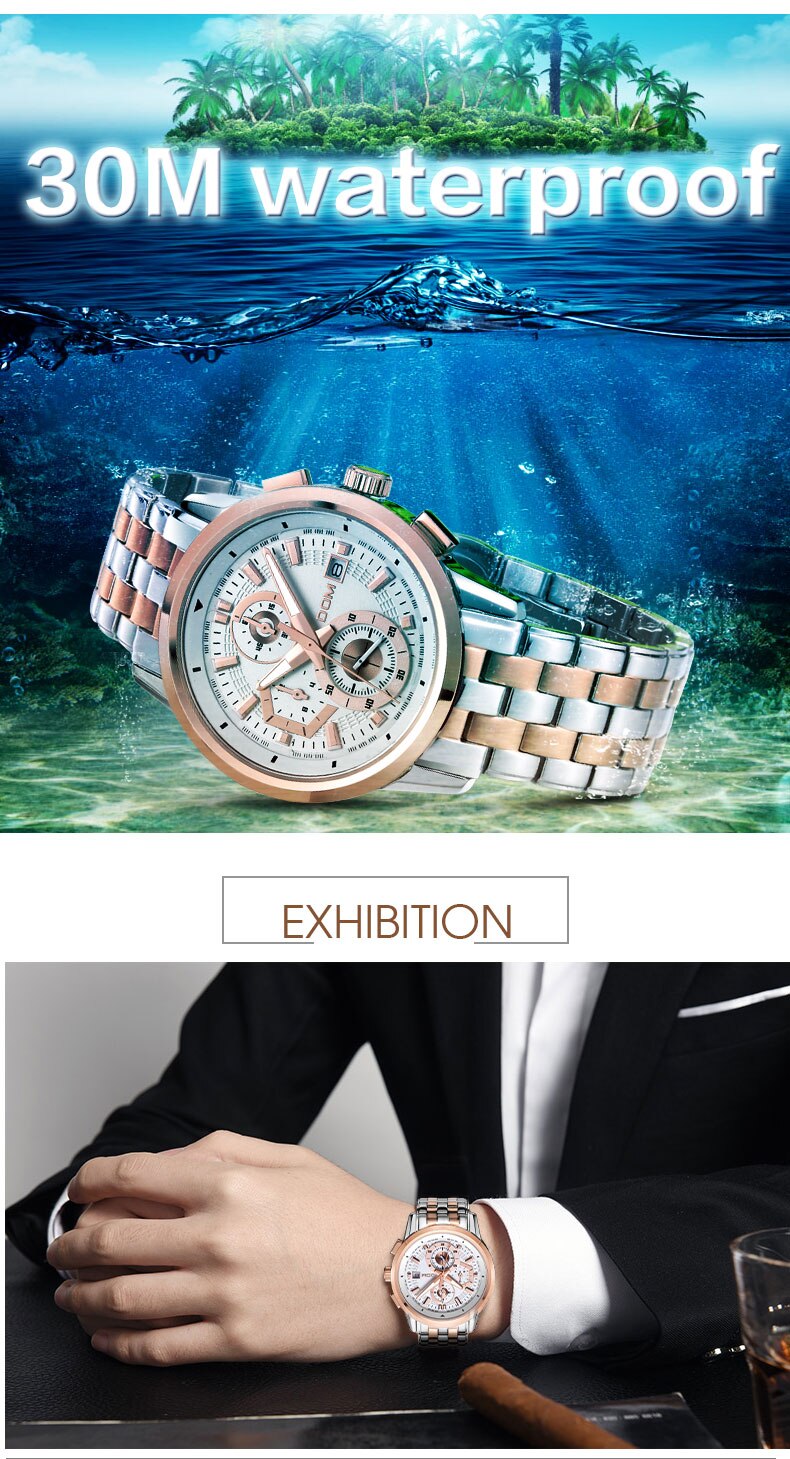 YSYH High quality Movement Men's Sports Waterproof Watch Stopwatch countdown Calendar Multi-function Casual Quartz Wristwatch