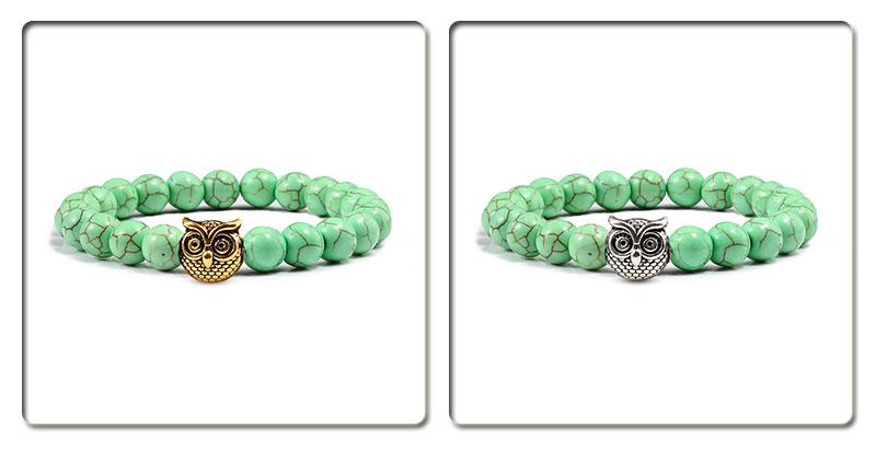 Sliver Owl Turquoises Bracelet-Bracelet-Rossny