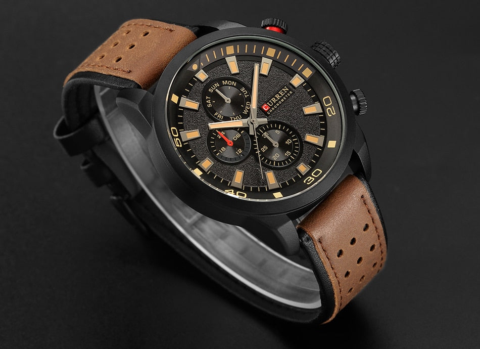 YSYH Brand Quartz Watch Men Military Leather Sports Watches