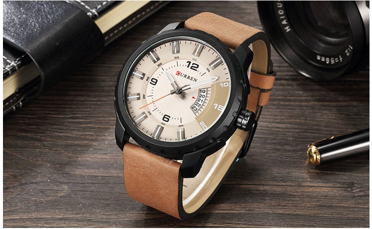 YSYH Men Sports Watches  Dial Calendar Quartz Male Clock Leather Strap  Watches Montre