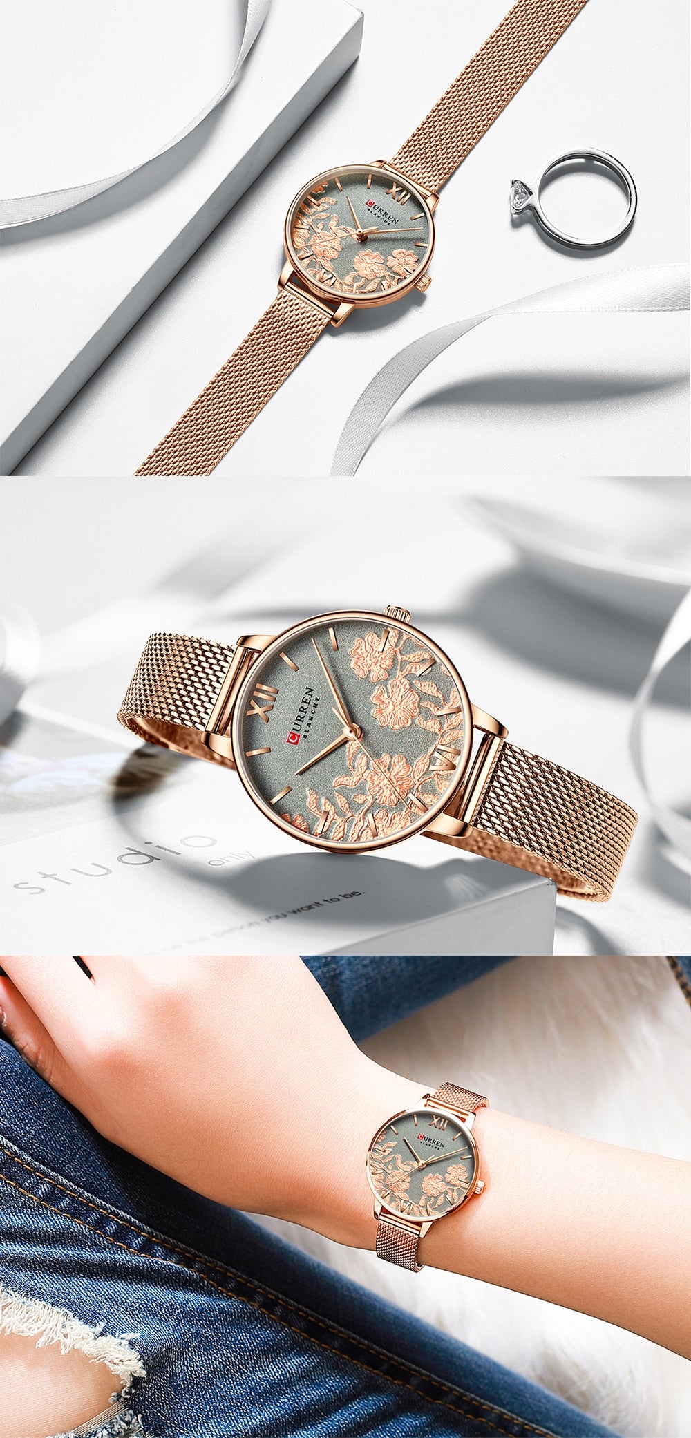 YSYH Leather Women Watches  Beautiful Unique Design Dial Quartz Wristwatch Clock Female Fashion Dress Watch Montre femme