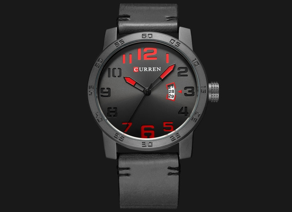 YSYH Leather Strap Quartz-Watches Sport Men's Wristwatch Calendar Casual Male Clock